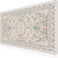 HAOCOO Floral Desk Mat, Large Mouse Pad for Desktop, Big Mouse Pad with Non-Slip Rubber Base, Waterproof Computer Pad with Stitched Edges, Desk Cover Mat for Office (Grey)