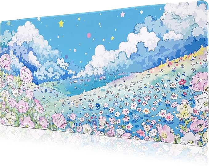 Extended Large Gaming Mouse Pads Mat 35.4"x15.7"x0.12"(3mm Thick), Oversized Office Desk Mat with Stitched Edges Blue