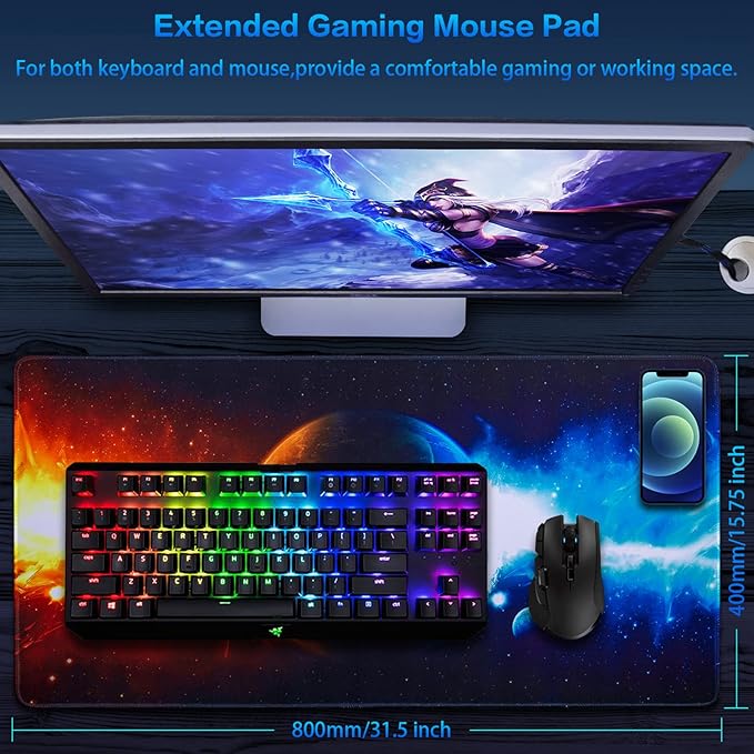 Canjoy Gaming Mouse Pad, Large Extended Mouse Pad Big Computer Mousepad for Home Office Gaming Work 31.5x15.7inch