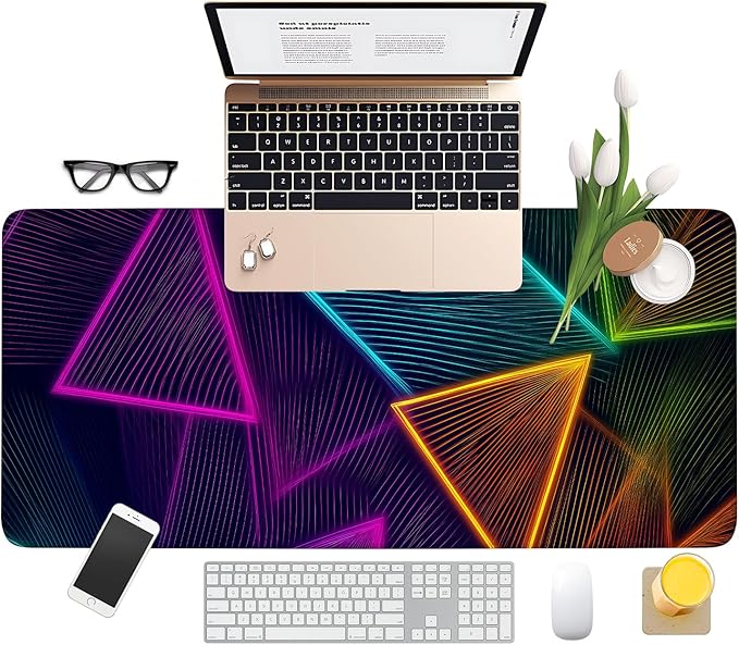 Colorful Extended Gaming Mouse Pad 35.4x15.7Inch Large Desk Mat Anti-Slip Rubber Base & Durable Stitched Edges for Gamers Smooth Mouse Writing Surface for Desk Office/Home