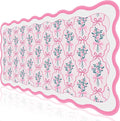 L-SPOUTTO Pink Mouse Pad,Cute Desk Mat XXL Large Scalloped Gaming Mousepad,35.4x15.7in Non-Slip Rubber Base Keyboard Pad Waterproof Girly Desktop Mat for Laptop Computer Game Home Office-Flower Bow