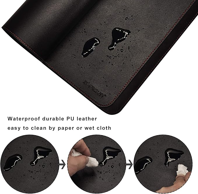 ZORESYN Office Desk Pad 78.7x31.5inch, Large Mouse pad Desk Mat, Waterproof PU Leather Desk Blotter Protector Desk Accessories with Non Slip Base for Home Office (Black)