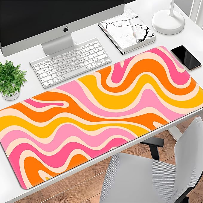 Boho XL Mouse Pad Large Desk Mat Extended Keyboard Mouse Pad Abstract Mousepad with Non-Slip Base and Stitched Edge Minimalist Mouse Mat Desk Pad 31.5 x 11.8 in Mouse Pads for Desk Home Office Gaming