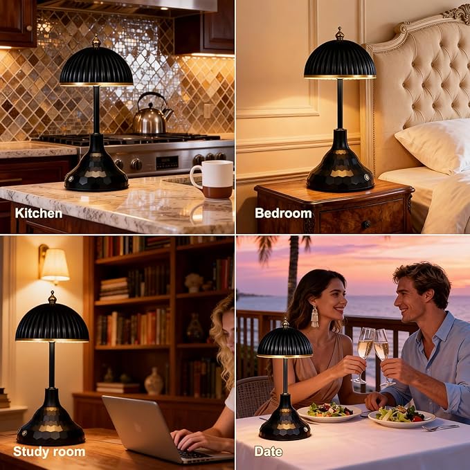 Touch lamp,night light for kids,rechargeable light,suitable for bedrooms, desks,terraces,and outdoor tables. Dimmable LED eye-protection night light,also an ideal Christmas gift for teenagers.(Black)