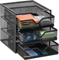 Mind Reader Desktop Accessory Storage, Desk Supplies, Organizer, Office, Metal Mesh, 6.25" L x 6.5" W x 6.5" H, Black