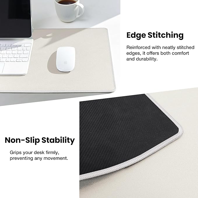 ALOANES Waterproof Mouse Pad with Durable Stitched Edge, XL Gaming Keyboard Pad, Non-Slip Rubber Base Mouse Mat, Extended Desk pad for Gamer, Office & Home, Beige Mousepad 31.5"x 11.8"x 0.12"