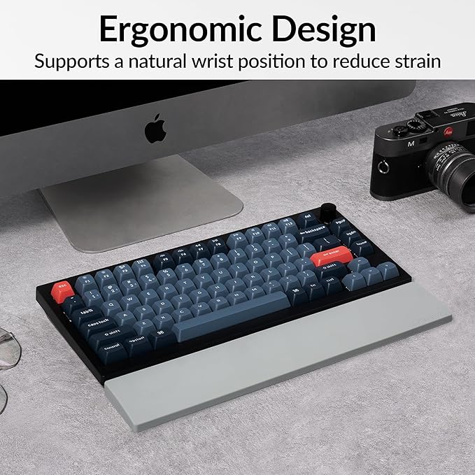 Keychron Gray Silicone Wrist & Palm Rest, 12.89" for 75% Compact Keyboard Series V1/V2/Q1/Q2 & Lemokey P1 (Pro/Max/HE) – Anti-Slip Base – Smooth & Soft Support
