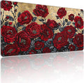XXL Large Gaming Mouse Pad, 35.4 x 15.7 inches, with Non Slip Rubber Base, Extended Keyboard Pad for Home Computer Office Workstations, Large Laptop Mouse Pads Red Roses