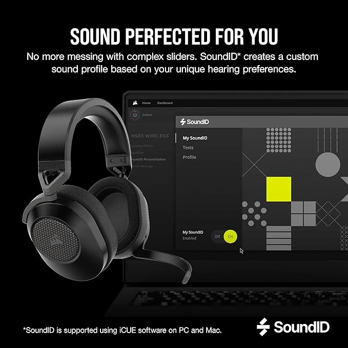 Corsair HS65 Wireless Multiplatform Gaming Headset with Bluetooth - Dolby Audio 7.1 - Omni-Directional Microphone - iCUE Compatible - PC, Mac, PS5, PS4, Mobile - Carbon