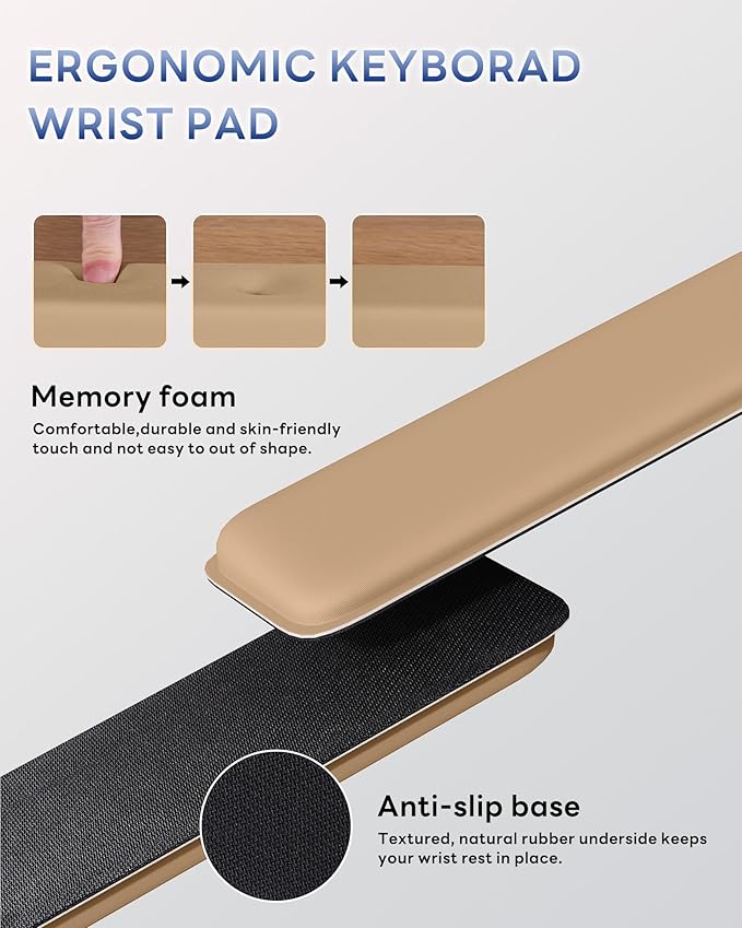 Computer Keyboard Stand for Desktop, Keyboard Riser Wrist Rest Holder for Easy Typing, Office Desk, Home, School Accessories(Coffee)