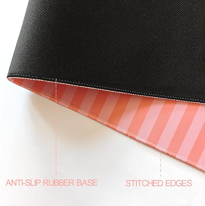 Orange Pink Striped Desk Mat Cute Pastel XXL Large Gaming Mouse Pad Desk Pad Kawaii Aesthetic Cozy Keyboard Laptop Computer Mat Home Office Decor for Women