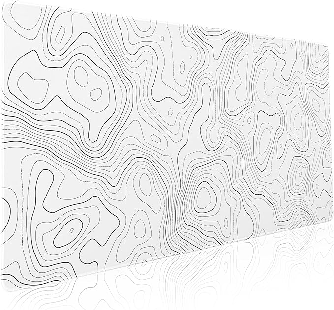 aportt Topographic Map Large Mouse Pad XXL White Lines Contour Geographic Extended Desk Mat Big 90X40 CM Non-Slip Rubber Base Stitched Edge Long Mousepad,35.4 x 15.7 Inch