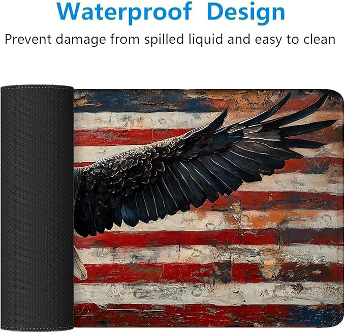 American Flag Gaming Mouse Pad Desk Pad USA Flag XL Mouse Pad Large Mousepad Extended Laptop Keyboard Mat Gaming Desk Pad Mouse Mat Office Computer Keyboard Laptop Home 31.5"x11.8"