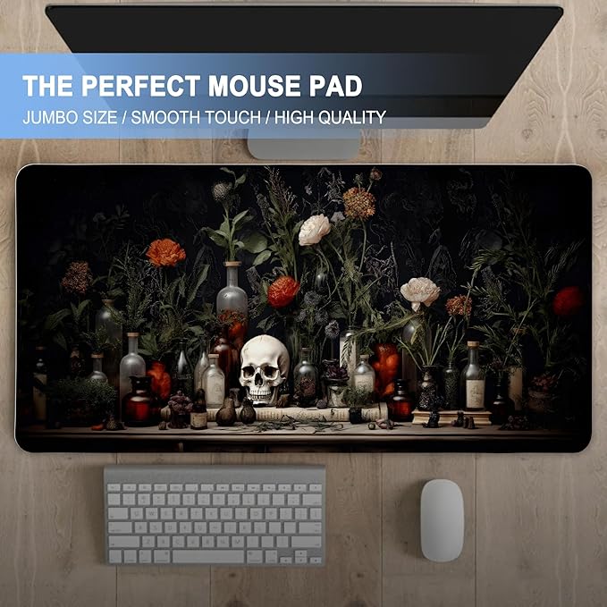 Dark Academia Desk Mat XXL Gaming Mouse Pad,Mystical Book Aesthetic Large Waterproof Non-Slip Rubber Mouse Pad with Stitched Edges Office Home Computer Desk Accessories,35.4 x 15.7 in