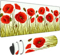 Poppy Gaming Desk Mat Large,Red Poppy Floarl Ladybug Extended Mousepad,Non-Slip Rubber Mouse Pad Stitched Edges,Desktop Decorative Accessories for Home Office 31.5" x 15.7"