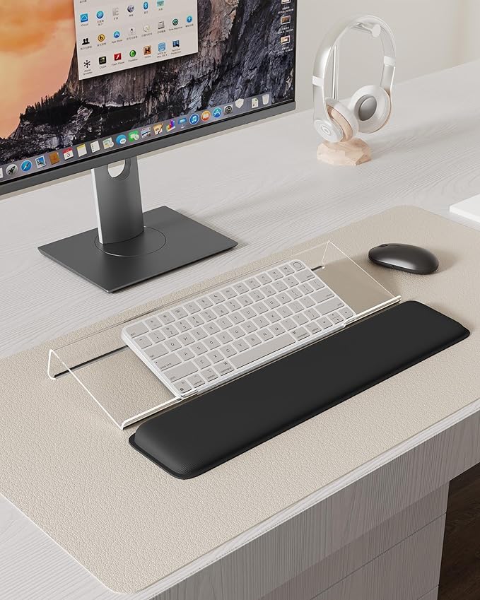 Computer Keyboard Wrist Rest Stand for Desktop, Keyboard Holder for Easy Typing with Wrist Pad for Office Desk, Home, School (Clear)