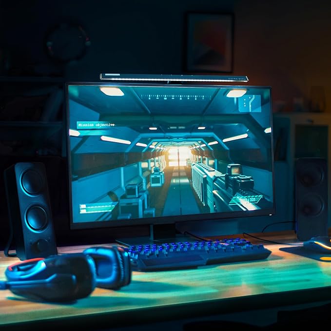 PaletteLife EXZ-1500MS LED Monitor Light Bar EXARM Zeta, USB-C Powered, Anti-Glare Lighting, RGB Gaming Light, Metalic Silver