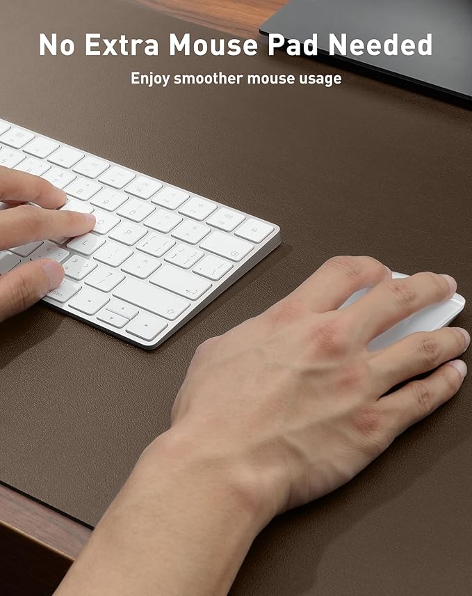 Aothia Faux Leather Desk Mat - Large Mouse Pad, Non-Slip PU Leather Blotter, Waterproof Writing Surface for Office and Home (Coffee, 43" x 17")