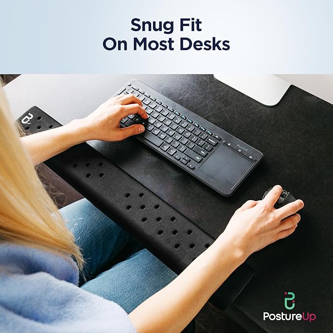 EdgeRest Mini PostureUp L-Shaped Desk Long Wrist Rest Elbow, Forearm & Wrist Comfort Support for Table or Desk Edge, Non-Slip, Memory Foam Padding, Ergonomic Design for Work, Universal Fit, Black