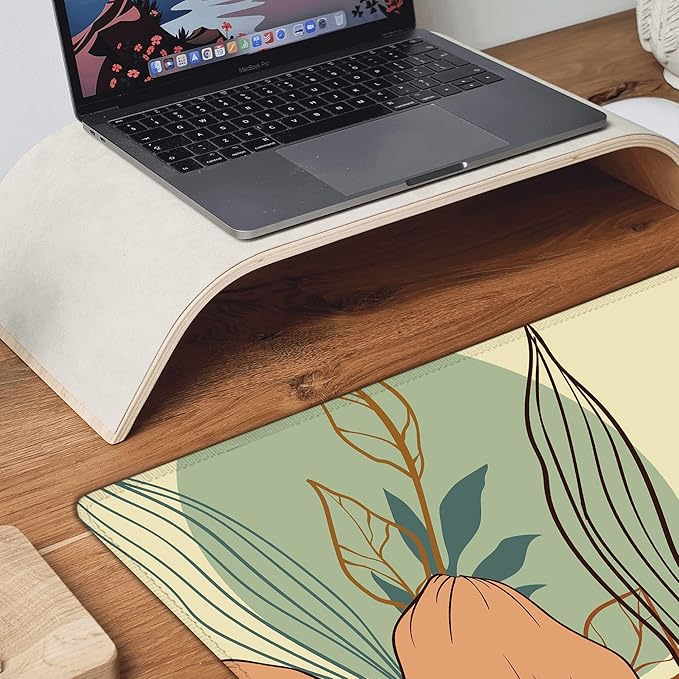 Desk Mat, Abstract Flowers XXL 35.4"x15.7"Large Gaming Mouse Pad, 3mm Thick Gaming Keyboard Pad,Desk Pad Non-Slip Rubber Base with Stitched Edges for Office Game Home Decor