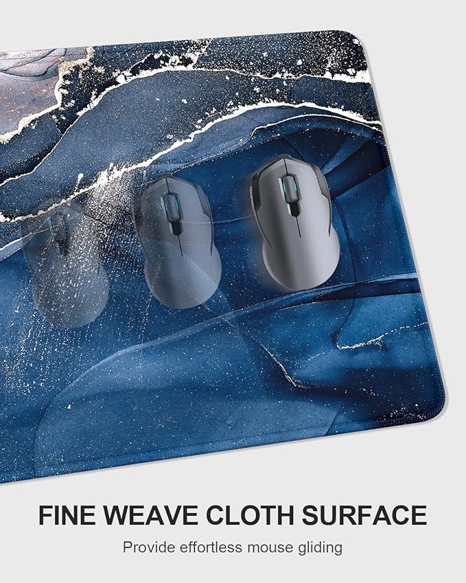 Auhoahsil Large Mouse Pad with Wrist Rests for Keyboard & Mouse, Thick Soft Ergonomic Memory Foam Wrist Supports, Big & Long Desk Mat 35.5 x 15.7 in, for Office Gaming Computer, Ink Navy Marble