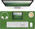 Green Leather Desk Mat, Dual-Side Use Desk Matt for Desktop, Waterproof Computer Mats for Office/Study/Home