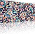 XXL Gaming Mouse Pad, Bohemian Floral Pattern, 35.4 x 15.7 Inches, Microfiber Cloth, Non-Slip Rubber Base, Extended Desk Mat