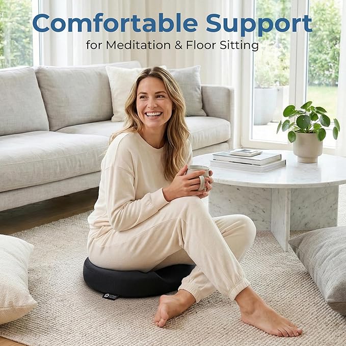 5 STARS UNITED Donut Pillow Hemorrhoid Tailbone Cushion – Large Floor Cushion for Coccyx, Prostate, Sciatica, Pelvic Floor, Pressure Sores, Pregnancy & Postpartum Recovery Support, Dark Gray