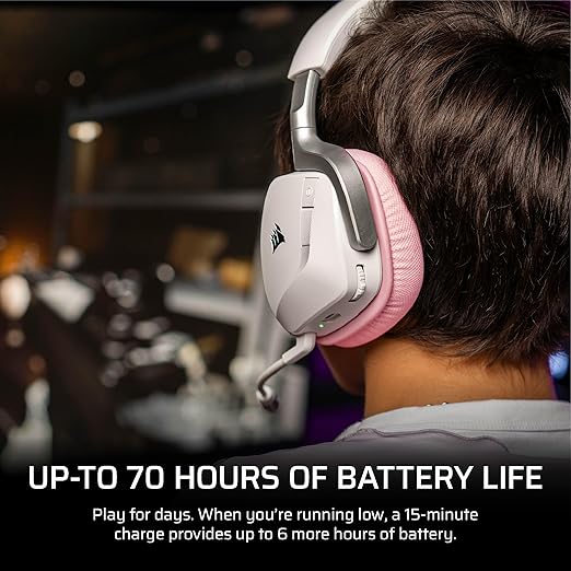 Corsair Void v2 Wireless Gaming Headset with Bluetooth for PC, PS5, PS4, Switch & Mobile – Dolby Atmos, Dual Wireless Multiplatform, Long Battery Life, Fast Charging – Pink