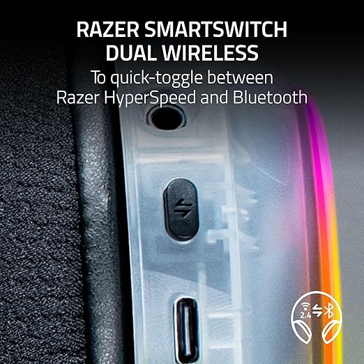 Razer Barracuda X Chroma Wireless Gaming Headset: 2.4GHz Wireless & Bluetooth - Lightweight - RGB - 40mm Drivers - Cardioid Mic - 70 Hr Battery - For PC, Mac, PS5, Switch 2, Smartphone - Phantom White