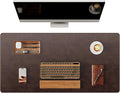 YSAGi Genuine Leather Desk Mat, 35.4"X17" Office Desk Pad, Thick Premium Table Pad with Stitched Line, Non-Slip Laptop Writing Pad with Rubber Base (Dark Brown, 35.4"x17")