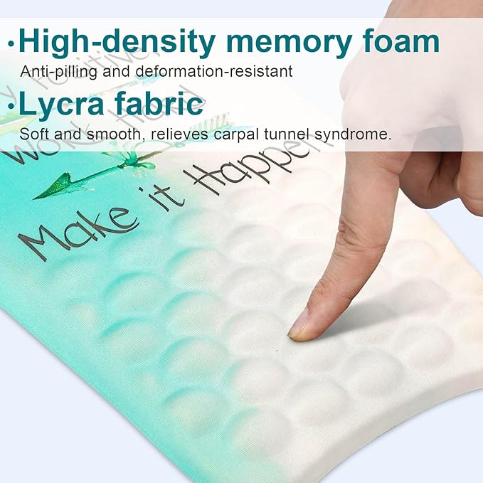 Ergonomic Sloped Mouse Pad with Massage Wrist Rest, Wrist Mouse pad with Memory Foam Non-Slip PU Base, Mouse Pad with Wrist Support for Wireless Mouse & Desk, Y Make it Happen