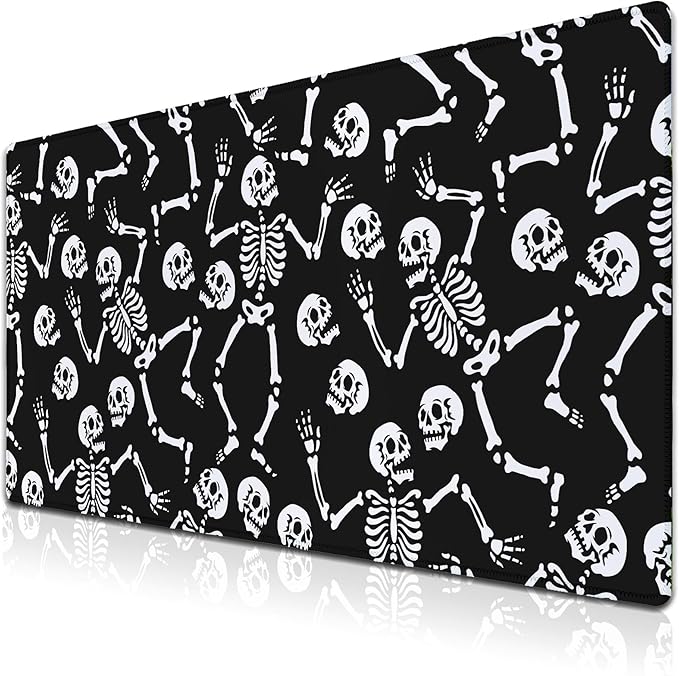 Long?Mouse?Pad Black Keyboard Mat, Big Mouse Pads Large Mousepad XXL Mats, Gaming Desk Pad Non-Slip Rubber Base, 35.4 X 15.7 inch for Work/Game/Office/Home Skeletons Dancing at A Party