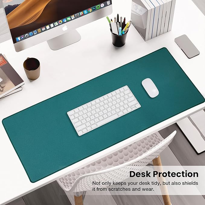 ALOANES Waterproof Mouse Pad, XL Gaming Keyboard Pad with Anti-Slip Base, Grain Jacquard Surface, Extend Desk pad for Gamer, Office & Home, Green Mousepad 31.5"x 11.8"x 0.12"
