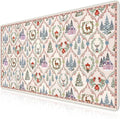 iCasso Christmas Desk Mat, Beige Mouse Pad, Desk Protector Mat, Extra Large Office Matt for Desktop,Anti-Slip XXL Big Mousepad with Stitched Edges for Computer Keyboard