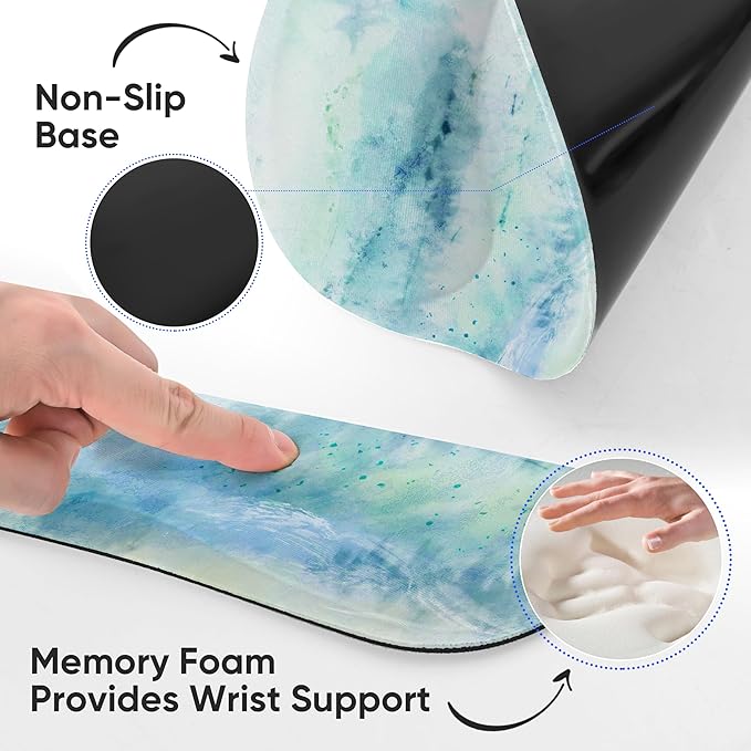 Ergonomic Keyboard Mouse Pad Wrist Rest Support Set for Laptop/Computer/Desktop,Memory Foam Hand Rest Wrist Cushion for Gaming/Office,Lightweight Comfortable (Landscape Painting)