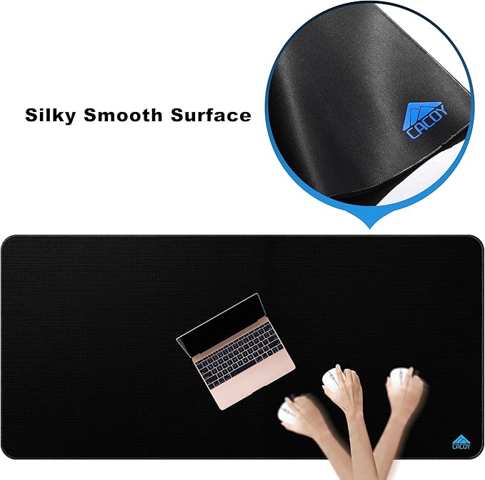 Cacoy 55" x 24" Extended Gaming Mouse Pad, XXL Large Mousepad for Full Desk, Oversized PC Computer Mouse Mat with Smooth Tracking Surface and Stitched Edge, Non-slip Rubber Base Office Desk Mat, Black