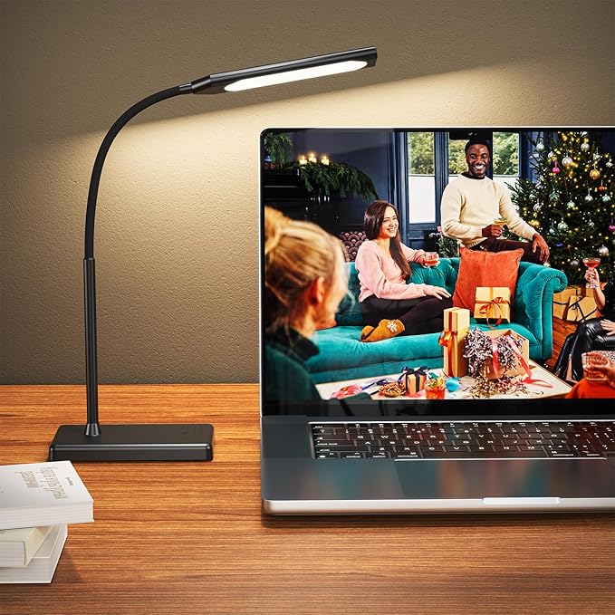 LED Desk Lamp Touch Control Desk Lamp with USB Charging Port 5 Color Modes 6 Brightness Levels Dimmable Eye-Caring Office Lamp with Memory Function 1h Timer Adjustable Neck Table Lamp