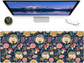 Hedgehog Gaming Mouse Pad,12x31.5in Non-Slip Rubber Cute Floral and Mushroom Desk Mat,Large Extended Rustic Animal Mousepad for Office Home Laptop,Mice Pads Gifts,Game Lover Deskmat Decor
