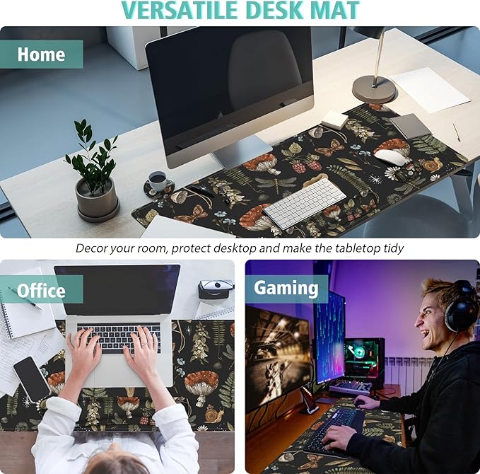 Mouse Pad Set Large Desk, Desk Matt for Desktop with Wrist Rest,Anti-Slip XXL Big Computer Ergonomic Mousepad with Wrist Support for Keyboard and Mouse(Plant)