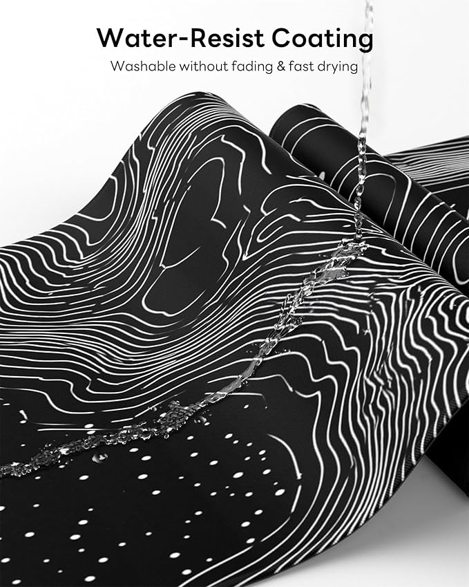 XL Gaming Mouse Pad, 31.5x15.7'' Large Desk Mat with Anti-Slip Rubber Base & Stitched Edges for Gaming, Office, Home, Linear Map