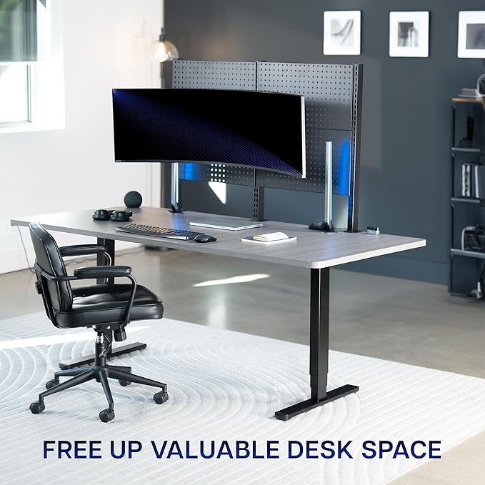 VIVO Articulating Ultrawide Monitor Pegboard Mount, Fits Screens up to 49 inches and Peg Boards up to 0.25 inches Thick with 1 inch Hole Spacing, Black, MOUNT-PB1U