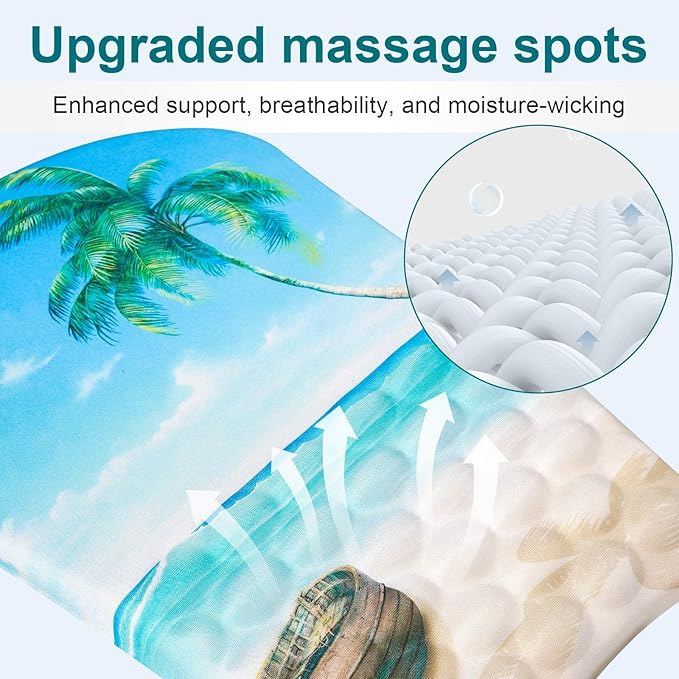 Ergonomic Wrist Mouse Pad with Massage Design, Wrist Rest Mousepad with Memory Foam Non-Slip PU Base, Mouse Pad with Wrist Support for Wireless Mouse & Desk, Y Summer Beach