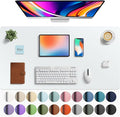 Aothia Faux Leather Desk Mat - Large Mouse Pad, Non-Slip PU Leather Blotter, Waterproof Writing Surface for Office and Home (Barely Grey, 40" x 24")