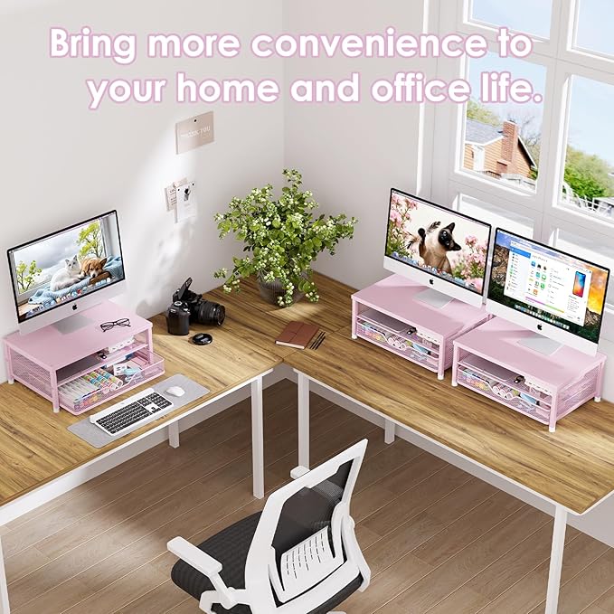 OPNICE Computer Monitor Stand Riser – Pink