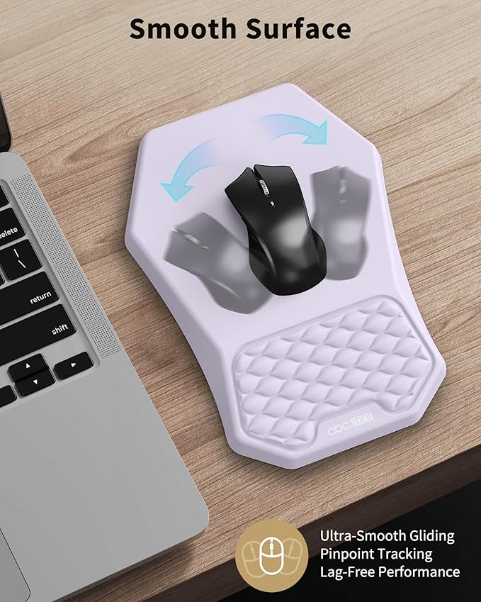 Ergonomic Mouse Pad and Keyboard Wrist Rest Support Set, Massage Design Mousepad for Carpal Tunnel, Memory Foam, Non-Slip PU Base for Computer Desk, Purple