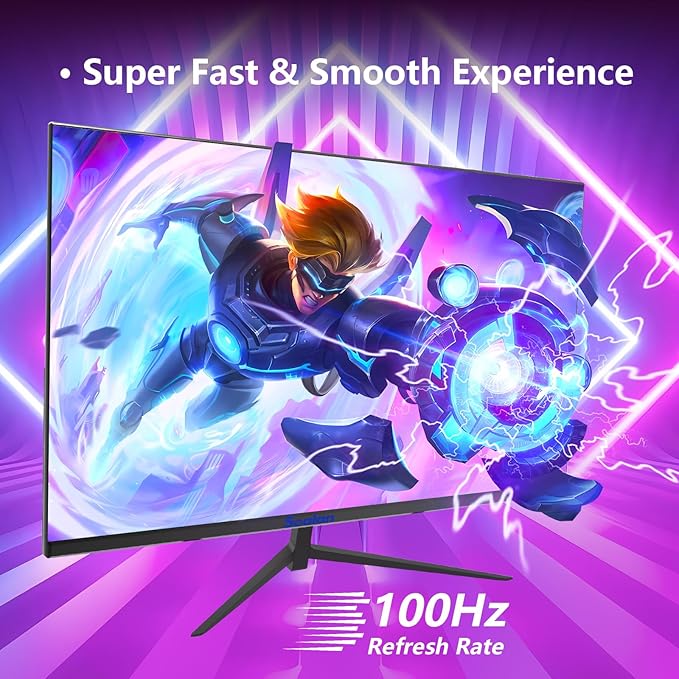 27 inch Gaming Monitor VA 100Hz Computer Monitor Built-in Speakers Full HD 1920 x 1080P with HDMI Interface Eye Care Frameless 100 x 100mm VESA with 3-Side Virtually Borderless Design
