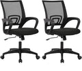 BestOffice | Ergonomic Office Chair | Mid-Back Swivel Desk Chair | Breathable Backrest & Lumbar Support | Adjustable Height | Sponge Seat | Rolling Wheels | Black | for Adults & Women | Pack of 2