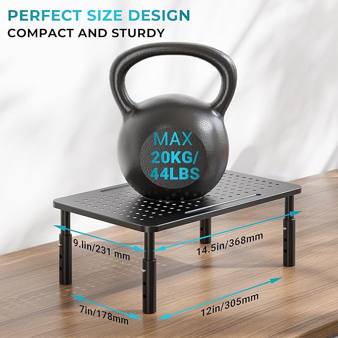 BONTEC Monitor Stand 2 Pack Height Adjustable Metal Riser with Pen Holder, Black, 14.5” x 9.1”, Ergonomic Desktop Stand for Computer, Printer, Laptop, Adjustable Desk Riser with Cable Management