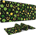 Large Mouse Pad & Keyboard Mat 35x16 Inches, Fresh Clover and Golden Horseshoe Meadow Non-Slip Rubber Base Desk Mat, Large Extended Desk Protector for Home Office Gaming Setup